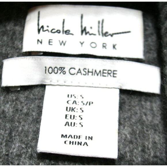 Nicole Miller 100% Cashmere Gray Turtleneck Sweater Waffle Knit Womens S Luxe - Picture 3 of 7